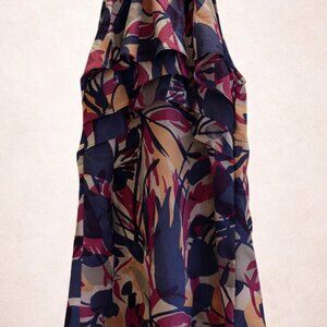 Banana Republic Floral Halter Blouse Ruffle Neck Sleeveless Top - Size S